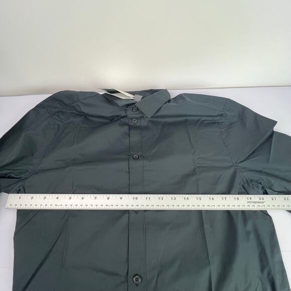 H&M Men's Size Large Black Slim Fit Turndown Button Down Long Sleeve Iron Shirt - Picture 6 of 16